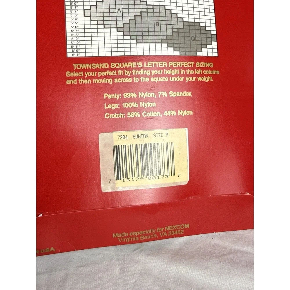 Vintage 80s/90s Sears Townsand Square Pantyhose Stockings Suntan Size A NIB‎